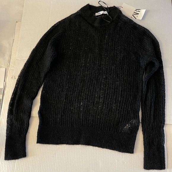 NWT Zara Black Open Knit Sweater - Picture 12 of 15